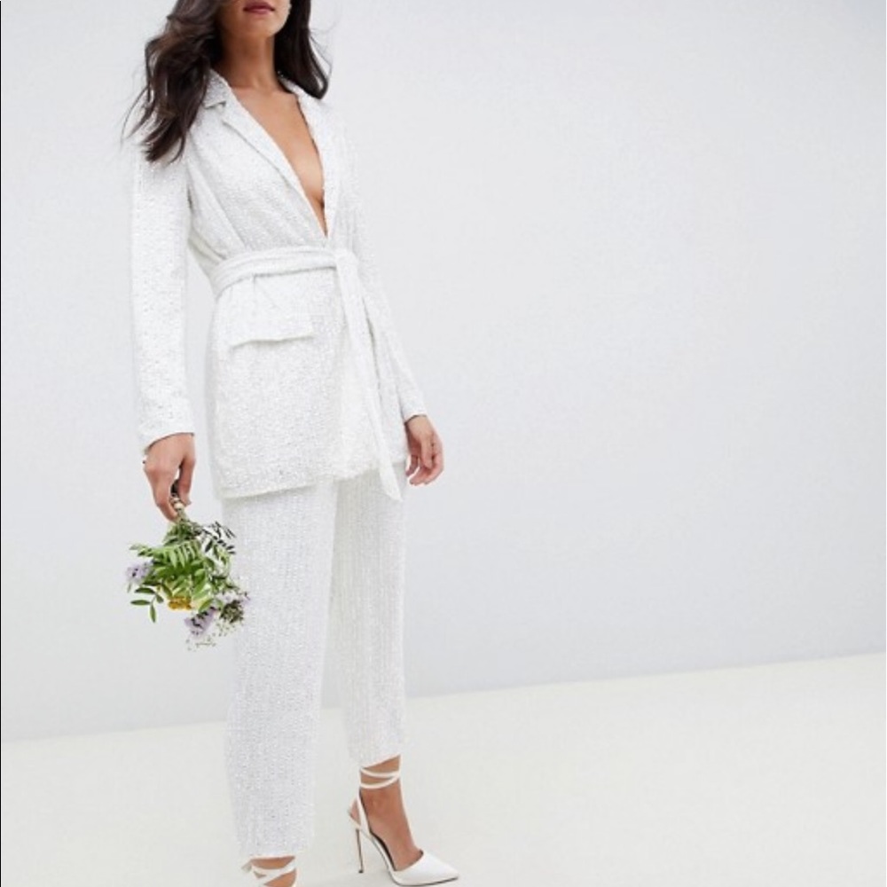 White beaded/sequined suit set